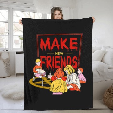Discover Funny Pentagram Scary Horror Art Make New Friends Fleece Blankets