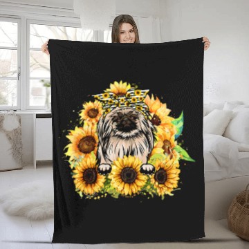 Discover Funny Pekingese With Sunflowers Dog Lovers Baseball Tees Fleece Blankets