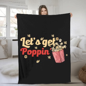 Discover Lacrosse Gift Lets Get Poppin Popcorn Lover Corn Kernel Snack Popcorn Fleece Blankets