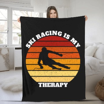 Discover Retro vintages Skis Racing Skiing Is My Therapy Baseball Tees Fleece Blankets