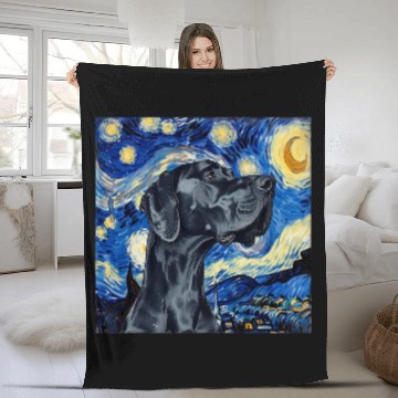 Discover Great Dane Dog Van Gogh Style Starry Night Baseball Tees Fleece Blankets