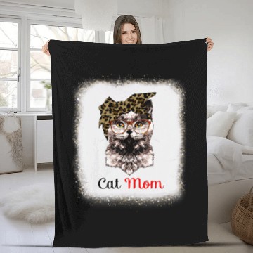 Discover Cat Mom Daddy Mommy Boy Girl Funny Leopard Bleached Baseball Tees Fleece Blankets