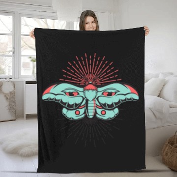 Discover Monarch Goth Moth Deaths Head Moth 2Distressed Horror Fleece Blankets