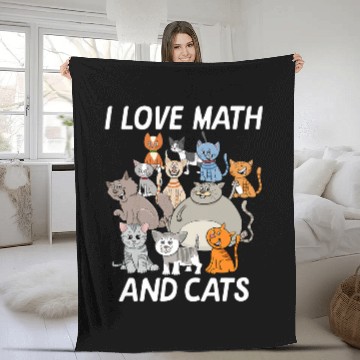 Discover Math Lover 12 Year Old Kid Kitten Lover I Love Math And Cats Fleece Blankets