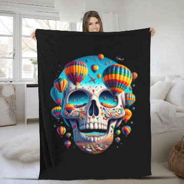 Discover Soaring Spirit Skull Balloon Flight Joy Balloon Albuquerque Fleece Blankets