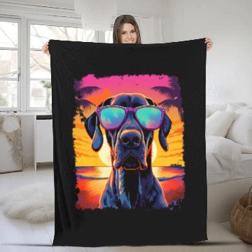 Discover Great Dane Hawaiian Baseball Tees Fleece Blankets