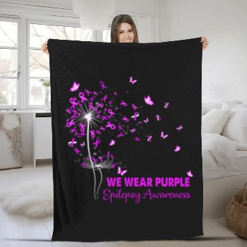 Discover Epilepsy Awareness Faith Hope Love Dandelion Fleece Blankets
