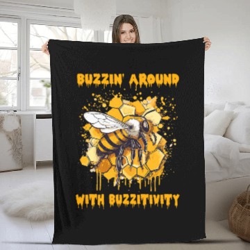 Discover Buzzin Around With Buzzitivity Buzzing Bee Honey Design Fleece Blankets