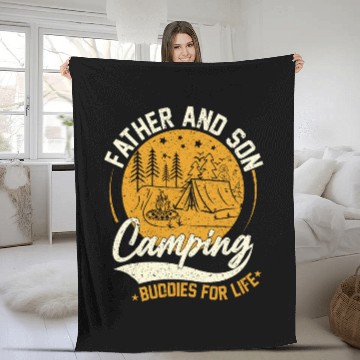 Discover Camping Buddies For Life Father Son Matching Camping Baseball Tees Fleece Blankets