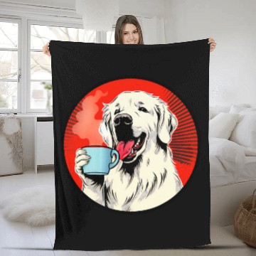 Discover Great Pyrenees Coffee Funny Dog Beverage Zip Fleece Blankets