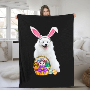 Discover Easter Egg Funny American Eskimo Dog Easter Fleece Blankets