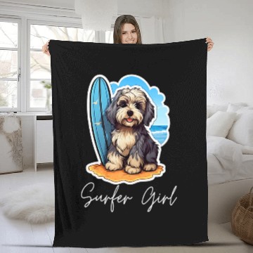 Discover Havanese Surfer Girl Fleece Blankets