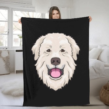 Discover Great Pyrenees Cute Dog Face Fleece Blankets