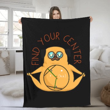 Discover Find Your Center Pug Yoga Fleece Blankets