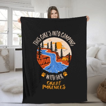 Discover Girls Into Camping with Her Great Pyrenees Dog Lover Fleece Blankets