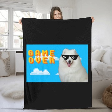 Discover Dog Samoyed 8Bit Game Over Samoyed Zip Fleece Blankets
