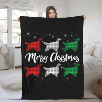 Discover Gordon Setter Merry Christmas Argyle Dog Fleece Blankets