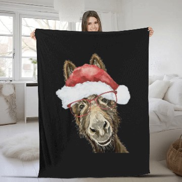 Discover Christmas Donkey Cute Christmas Donkey Fleece Blankets