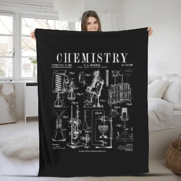 Discover Chemistry Teacher Student Science Laboratory vintages Patent Fleece Blankets