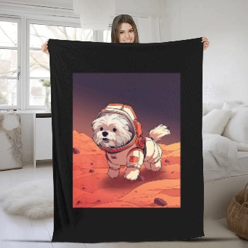 Discover Havanese Mars Funny Dog Astronaut Fleece Blankets