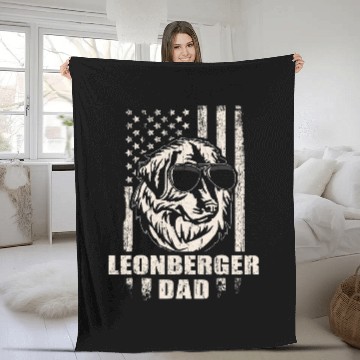 Discover Leonberger Dad Cool vintages Retro Proud American Fleece Blankets
