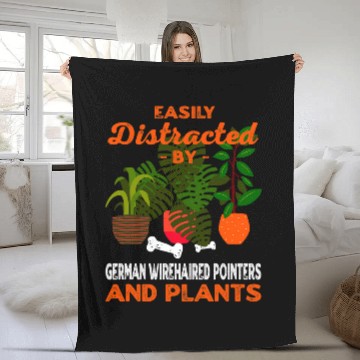 Discover Easily Distracted by German Wirehaired Pointers and Plants Baseball Tees Fleece Blankets