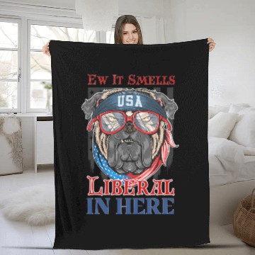 Discover Funny Dog Ew It Smells Liberal In Here American Flag Pug Baseball Tees Fleece Blankets