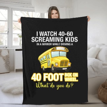 Discover Funny School Bus Mirror While Driving Schoolbus Baseball Tees Fleece Blankets