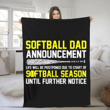 Discover Mens Softball Dad Announcement Funny Softball Papa Fleece Blankets