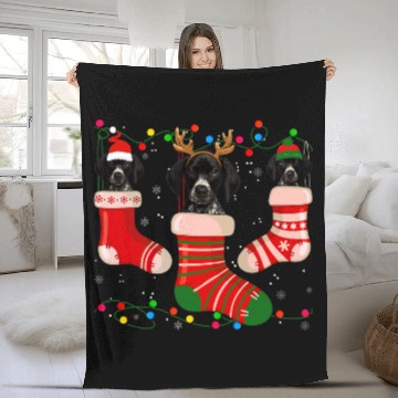 Discover Fun German Shorthaired Stocking Christmas Light Socks Xmas Fleece Blankets