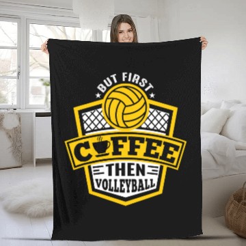 Discover But First Coffee Then Volleyball Baseball Tees Fleece Blankets