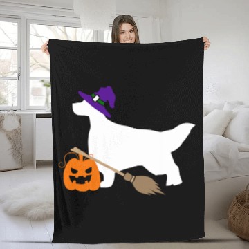 Discover English Setter Witch Hat Halloween Dog Costume Zip Fleece Blankets