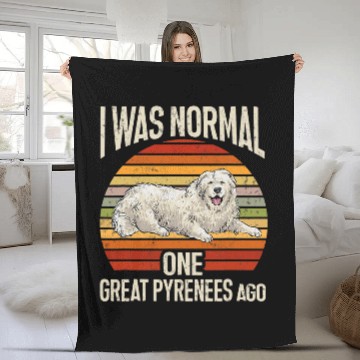 Discover Great Pyrenees Dog Retro I Was Normal One Great Pyrenees Ago Fleece Blankets
