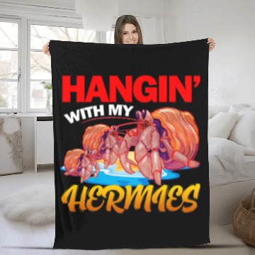 Discover Hangin With My Hermies Funny Hermit Crab Art Fleece Blankets