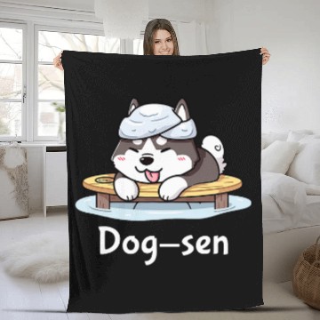 Discover Husky Dogsen Funny Dog Hot Spring Fleece Blankets