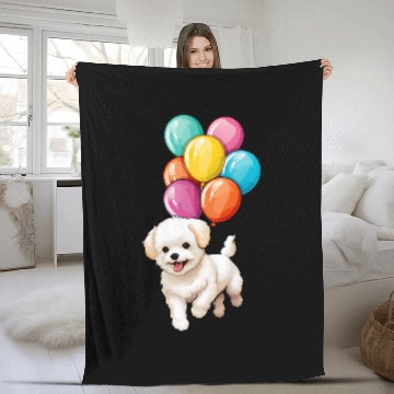 Discover Flying Balloons Maltese Fleece Blankets