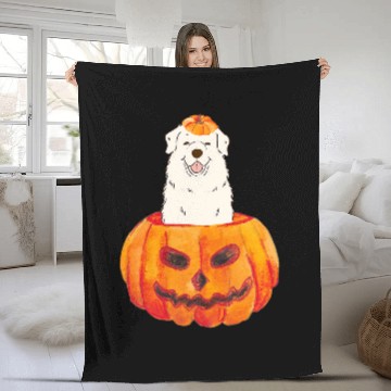 Discover Great Pyrenees Pumpkin PYR Dog Halloween Baseball Tees Fleece Blankets