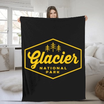 Discover Glacier National Park Tree Hexagon Badge Camping Hiking Zip Fleece Blankets