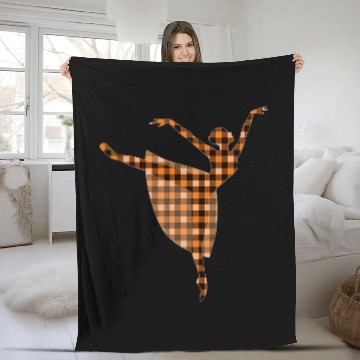 Discover Black Orange Plaid Ballet Dancer Ballerina Halloween Fall Fleece Blankets