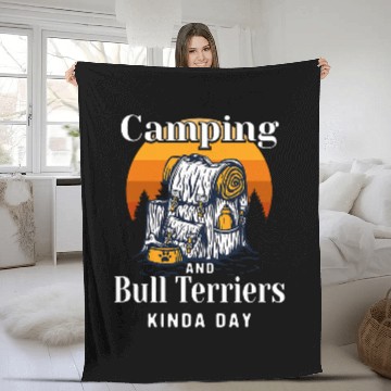 Discover Camping and Bull Terriers Kinda Day Bully Camper Fleece Blankets