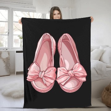 Discover Coquette Pink Bow Ballet Slipper Aesthetic Balletcore Style Fleece Blankets
