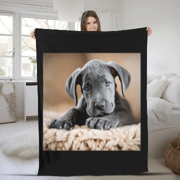 Discover Great Dane Puppy Close Up Zip Fleece Blankets