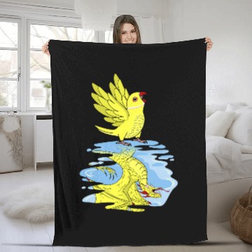 Discover Parrot 2Dragon Reflection I Yellow Indian Ringneck Fleece Blankets