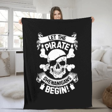 Discover Let The Pirate Shenanigans Begin Pirate Skull Baseball Tees Fleece Blankets