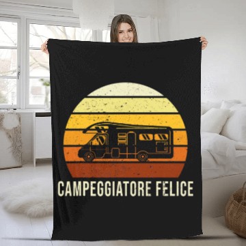 Discover Happy camping camper gift for campers Zip Fleece Blankets