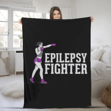 Discover Epilepsy Fighter Support Awareness Warrior Purple Gloves Fleece Blankets