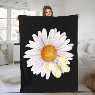 Discover Spring Time Flower and Butterfly Baseball Tees Fleece Blankets
