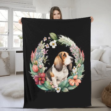 Discover Cute Flower summer Floral Basset Hound Baseball Tees Fleece Blankets
