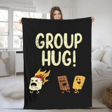 Discover Group Hug Smore Funny Camping Chocolate Marshmallow Gift Fleece Blankets