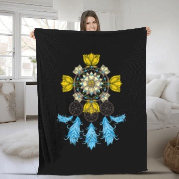 Discover Indigenous Native American vintages Floral Dreamcatcher Fleece Blankets